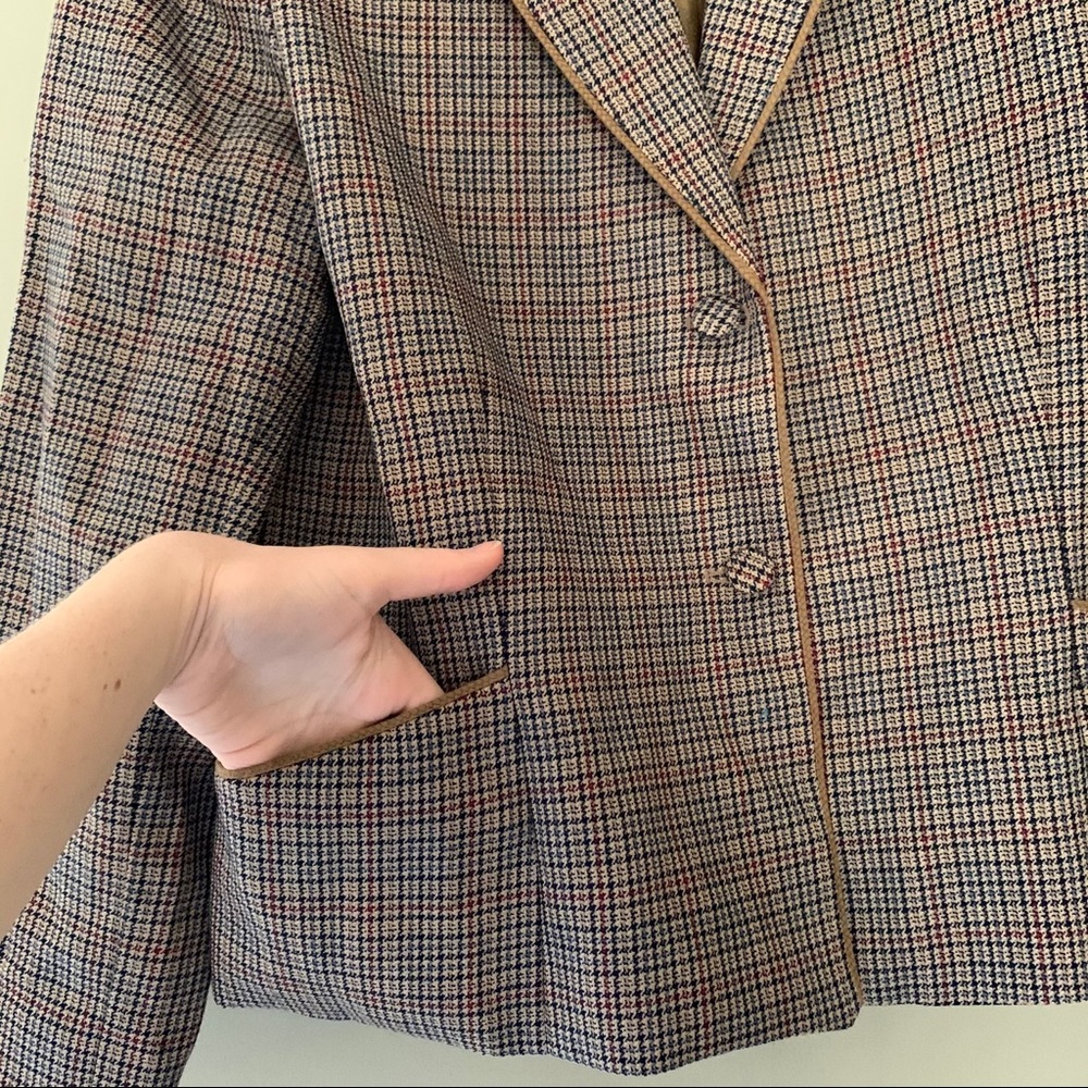Pendleton Plaid Neutral Tan Wool Blazer Size 14p - image 3